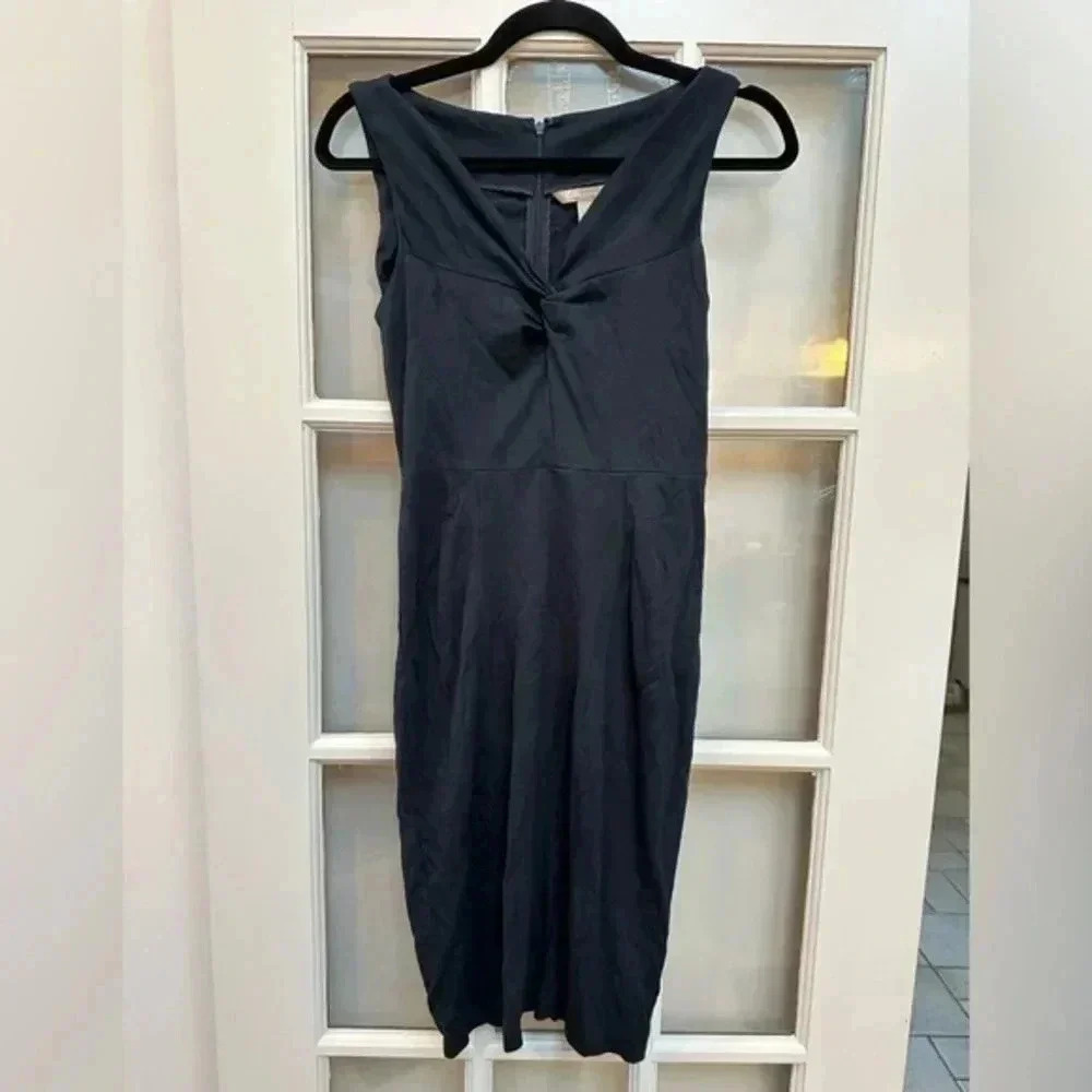 Banana Republic Navy Sleeveless Twist Front Midi Sheath Dress Size 00 Petite